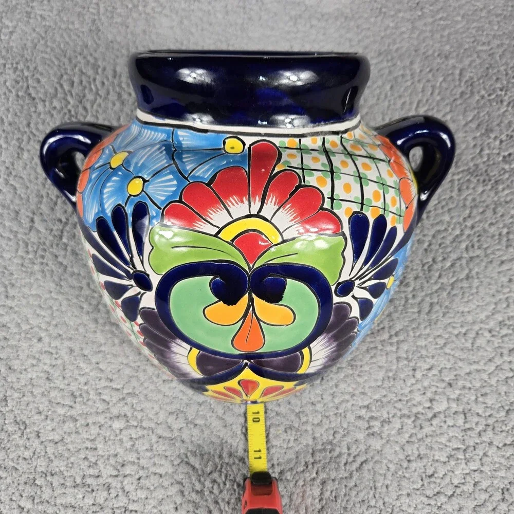 Talavera Wall Planter Set Hand Painted Mexican Art Colorful And Beautiful Set